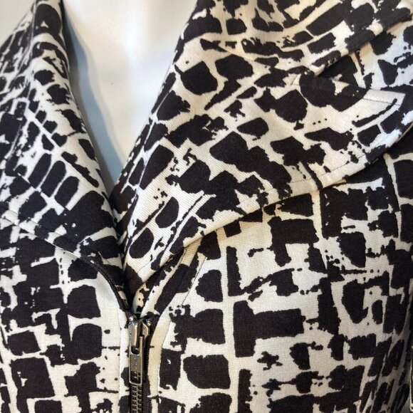 Chico's SZ S  Chocolate brown print Moto Jacket Wardrobe Staple Classic Chic - Picture 3 of 9